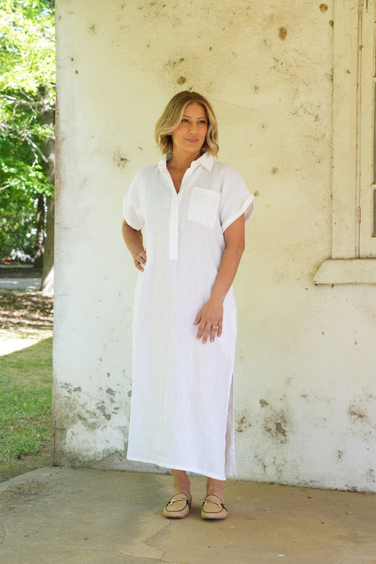 Martha Linen Dress - White