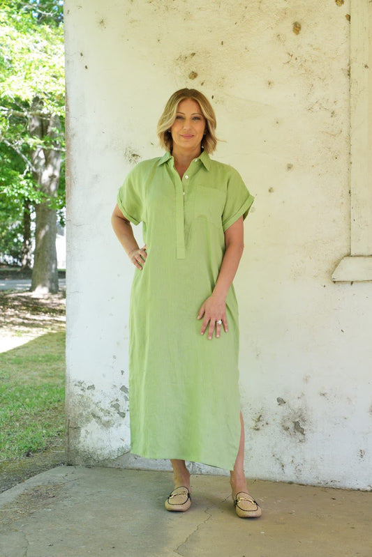 Martha Linen Dress - Sage