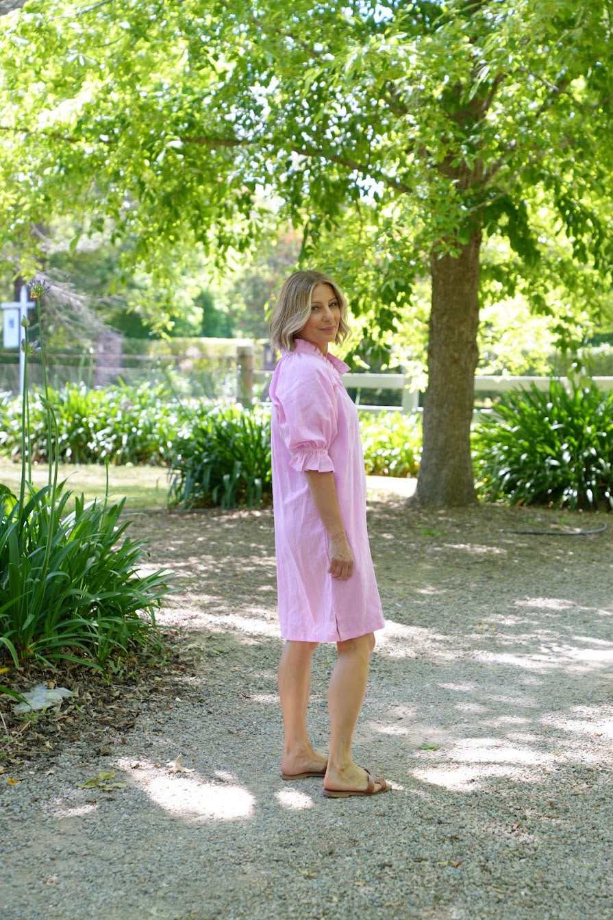 Dahlia linen dress - Pink