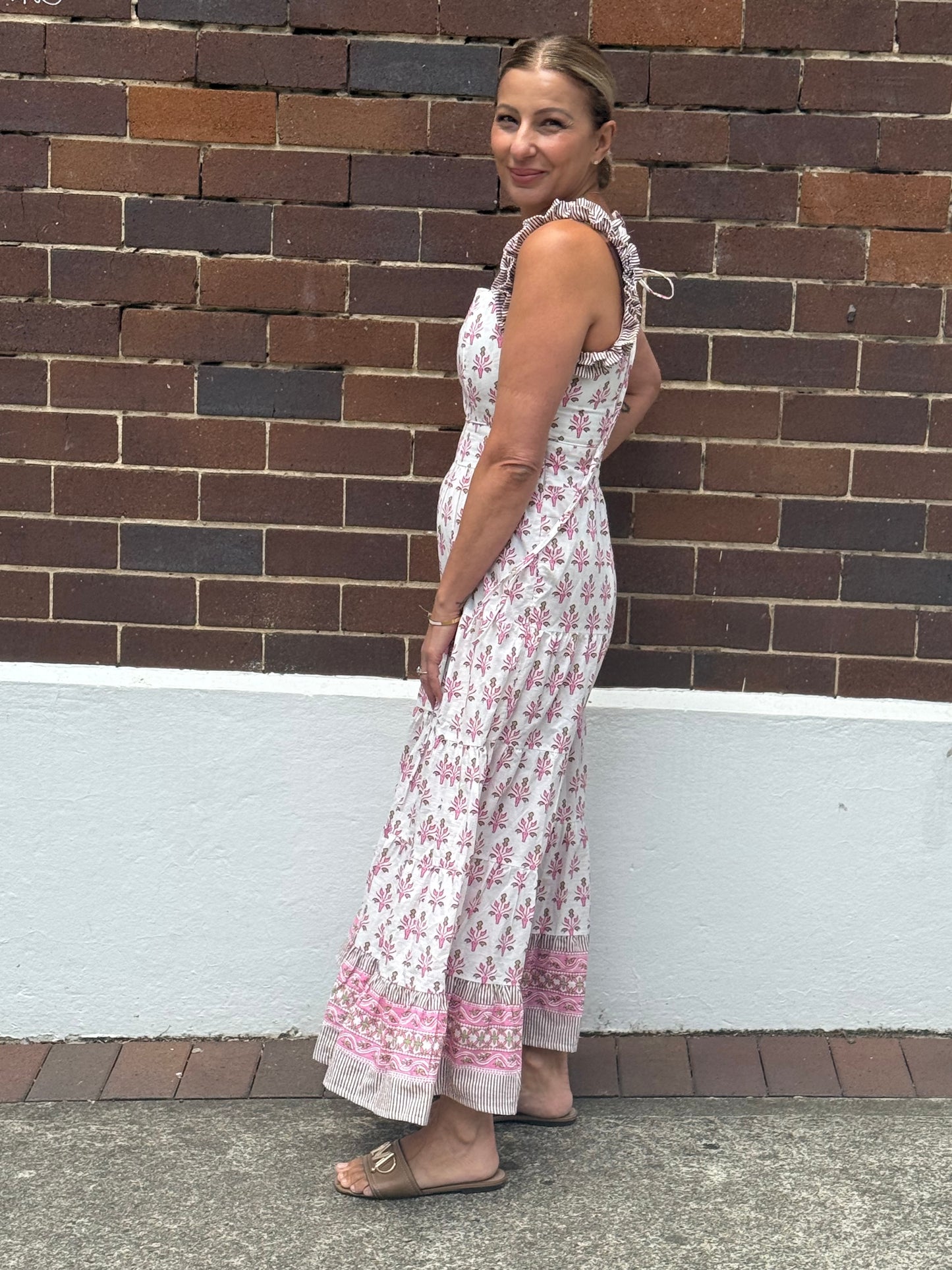 Ruffles Cotton Dress - Signature Print