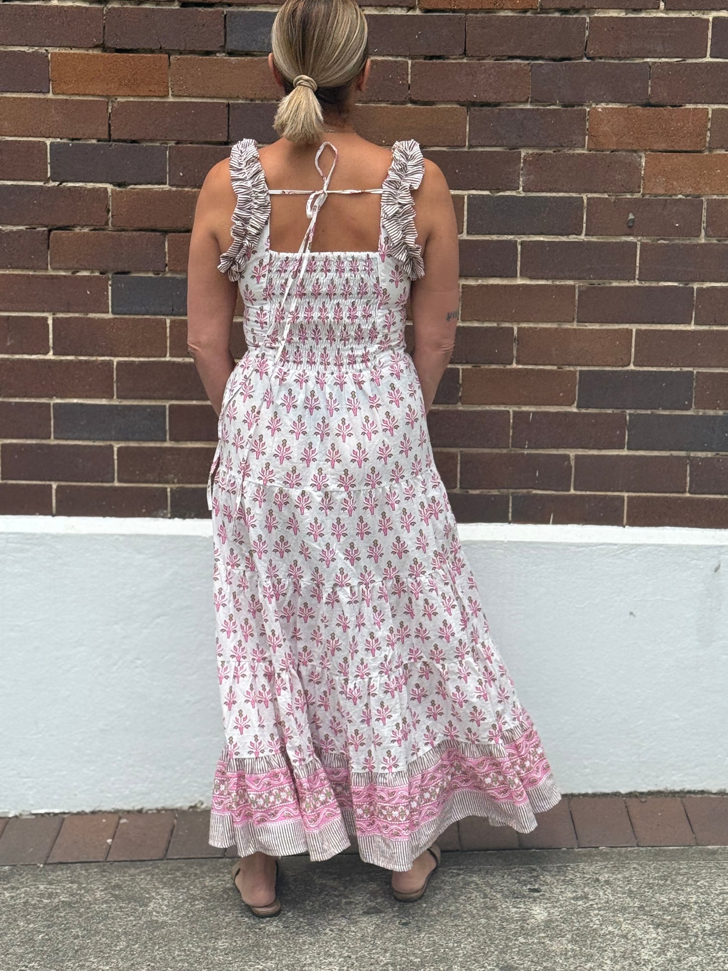 Ruffles Cotton Dress - Signature Print