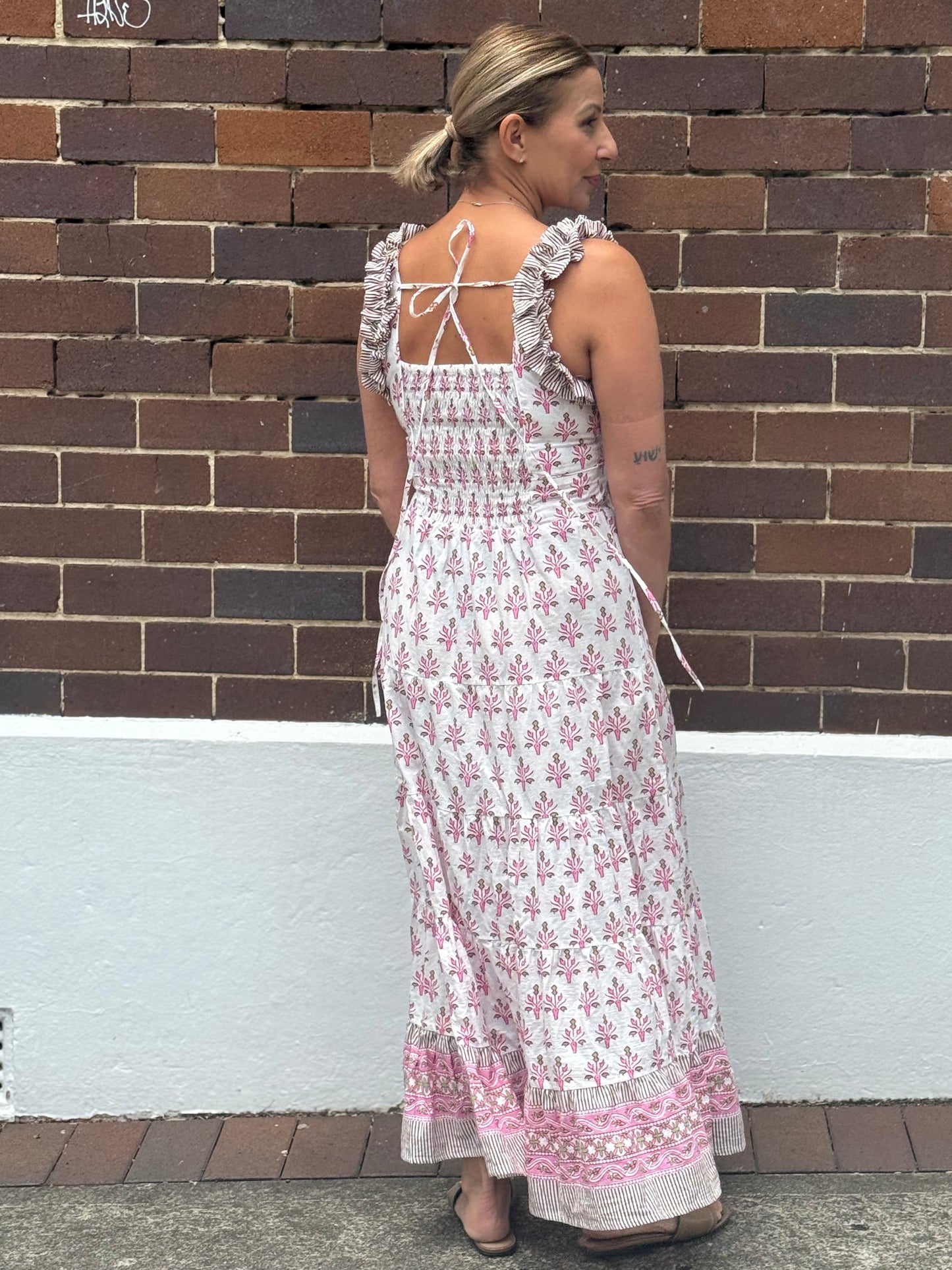 Ruffles Cotton Dress - Signature Print