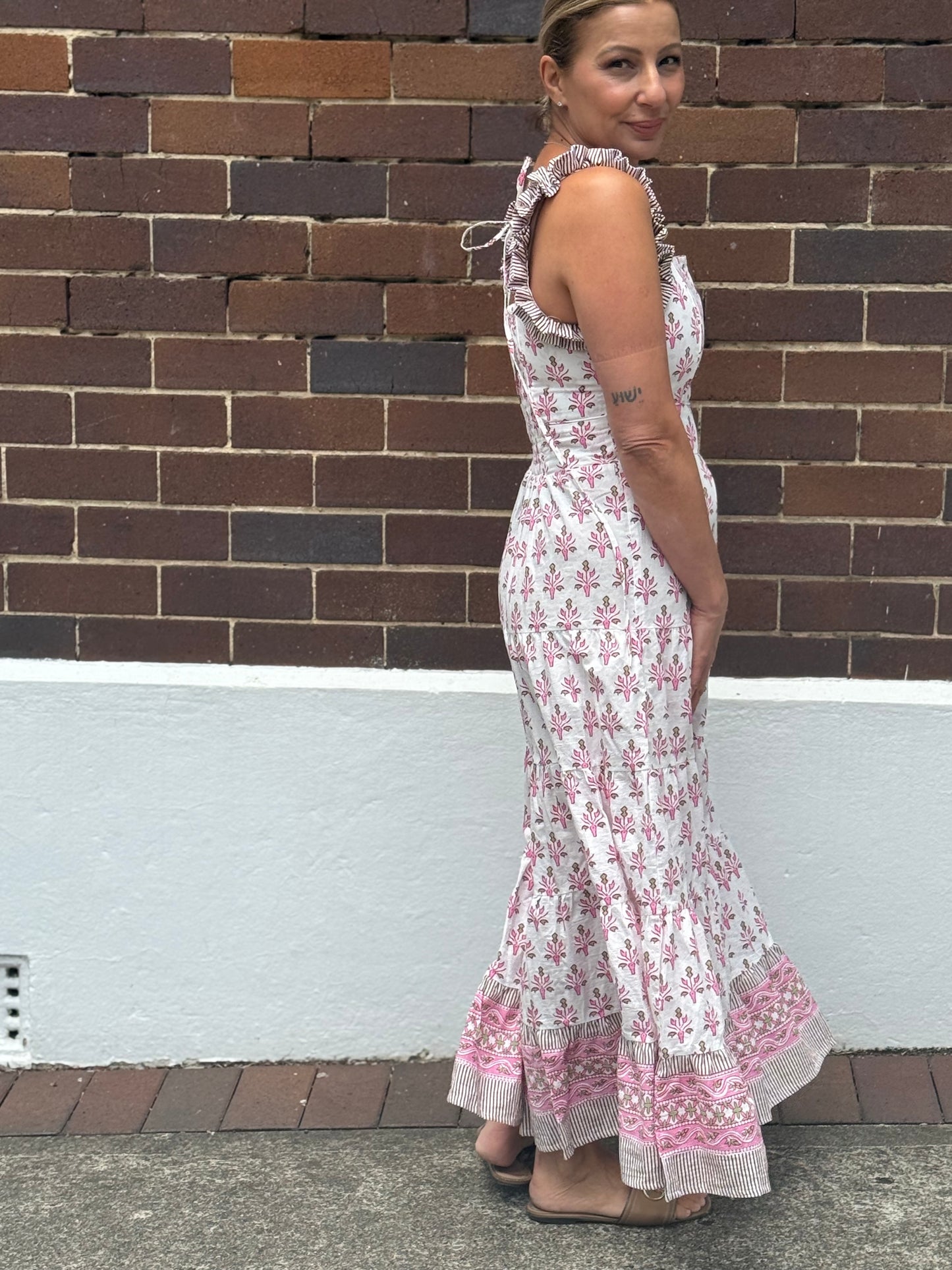 Ruffles Cotton Dress - Signature Print