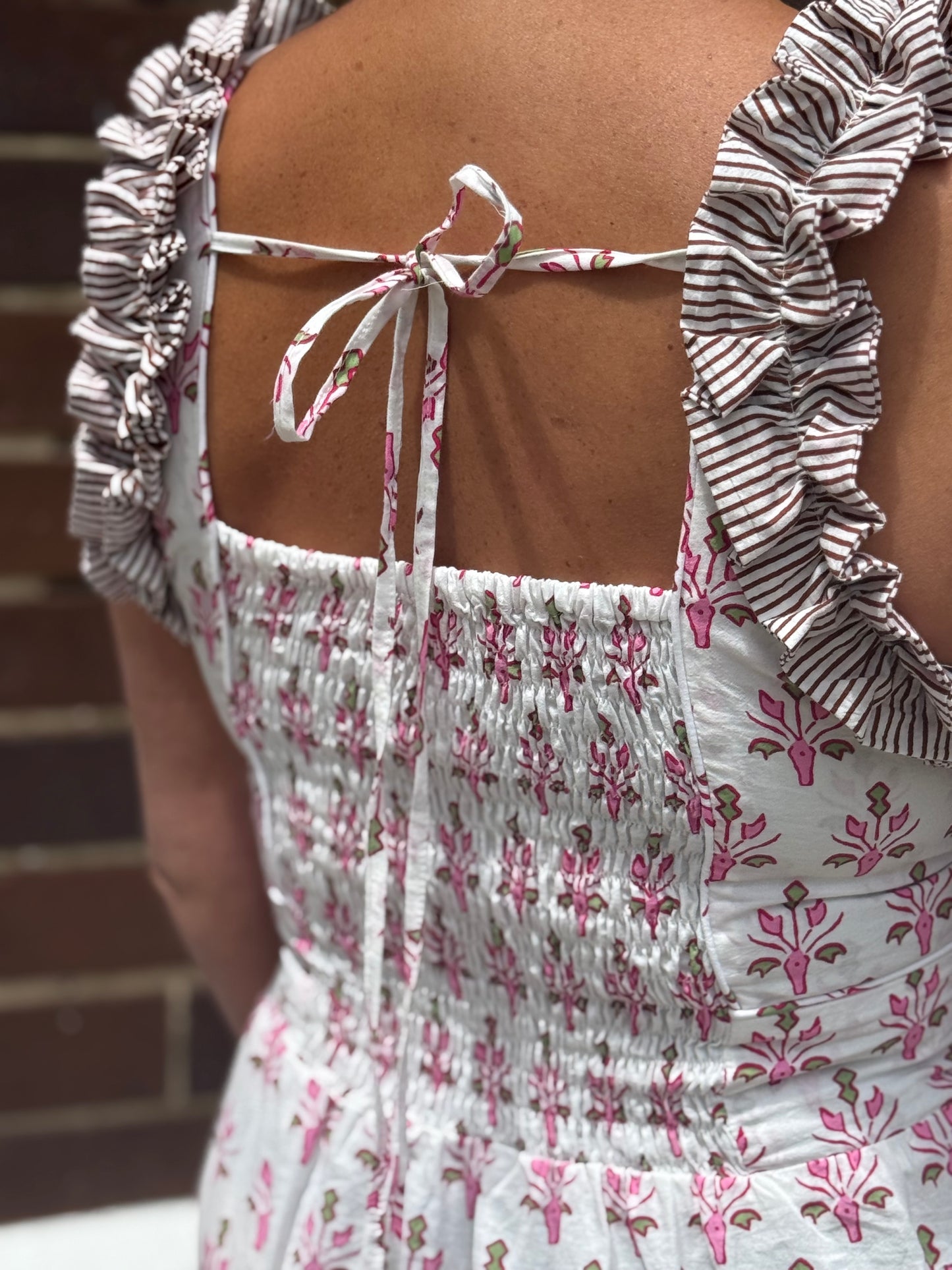 Ruffles Cotton Dress - Signature Print