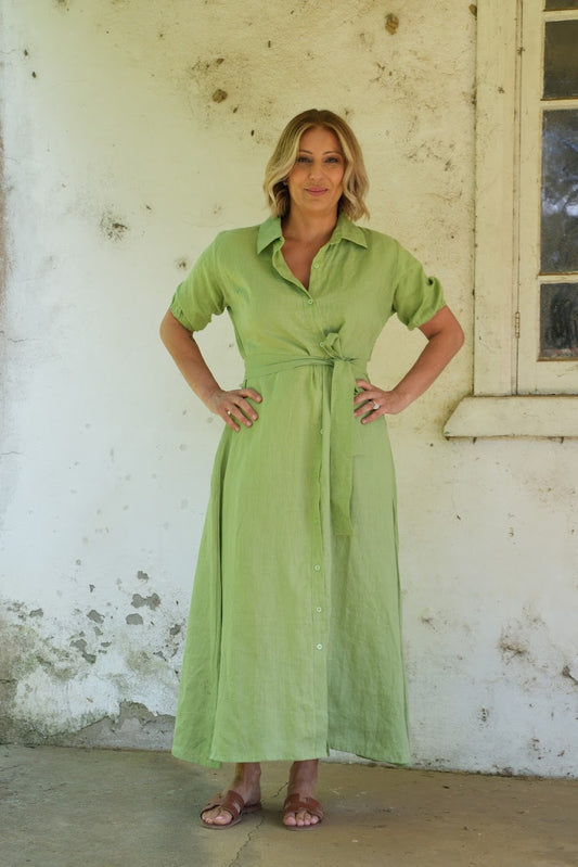 Fleur Linen Dress - Sage