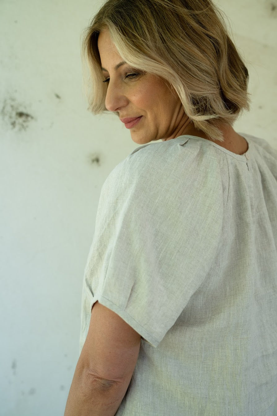 Lily Linen Top - Ecru