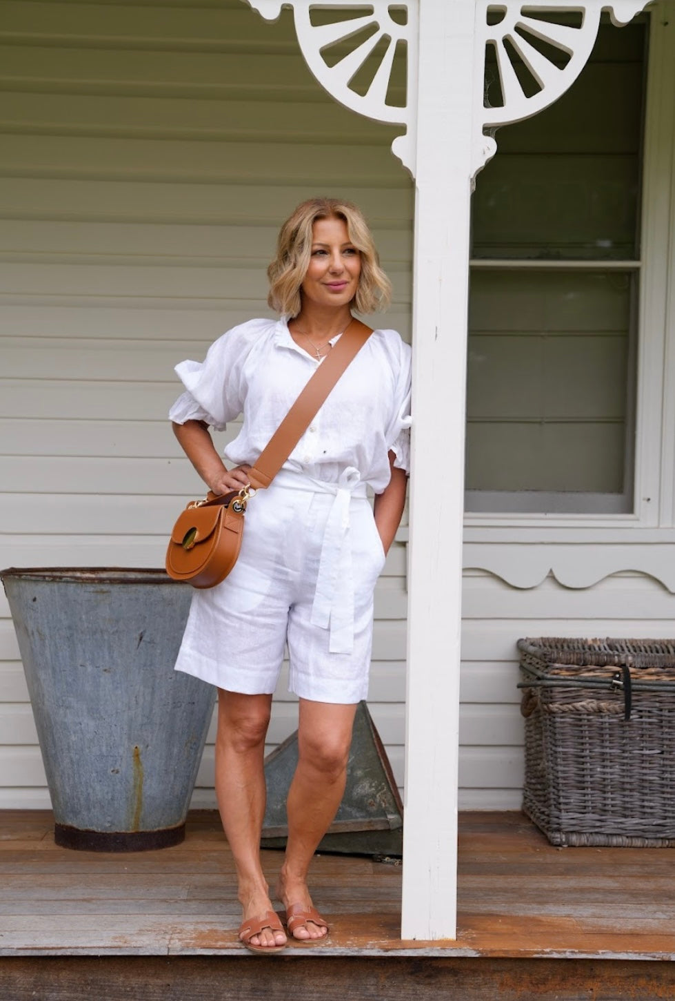 Daisy Linen Top - White