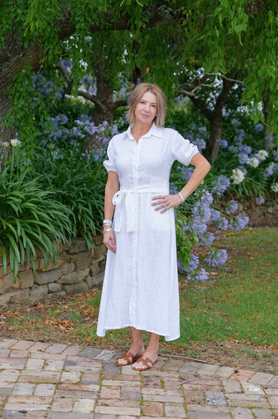 Fleur Linen Dress - White