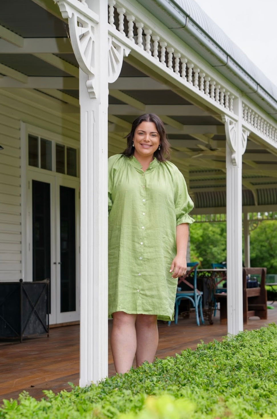 Dahlia linen dress - Sage