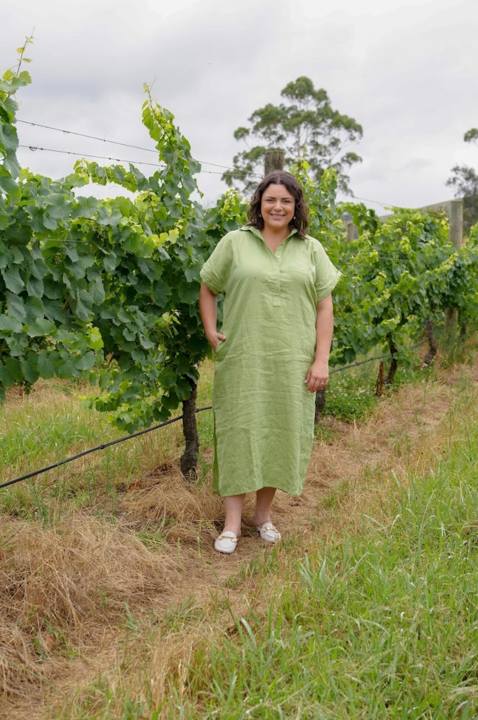 Martha Linen Dress - Sage