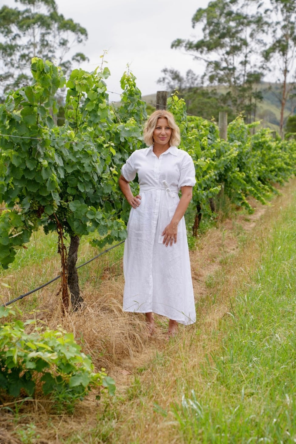 Fleur Linen Dress - White