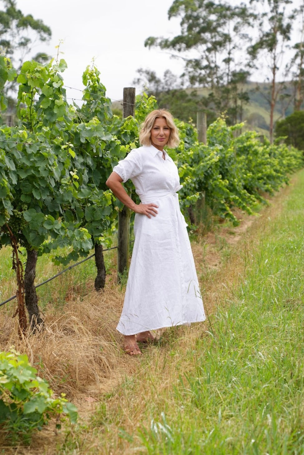 Fleur Linen Dress - White