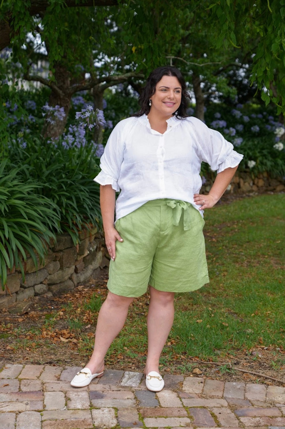 Daisy Linen Top - White