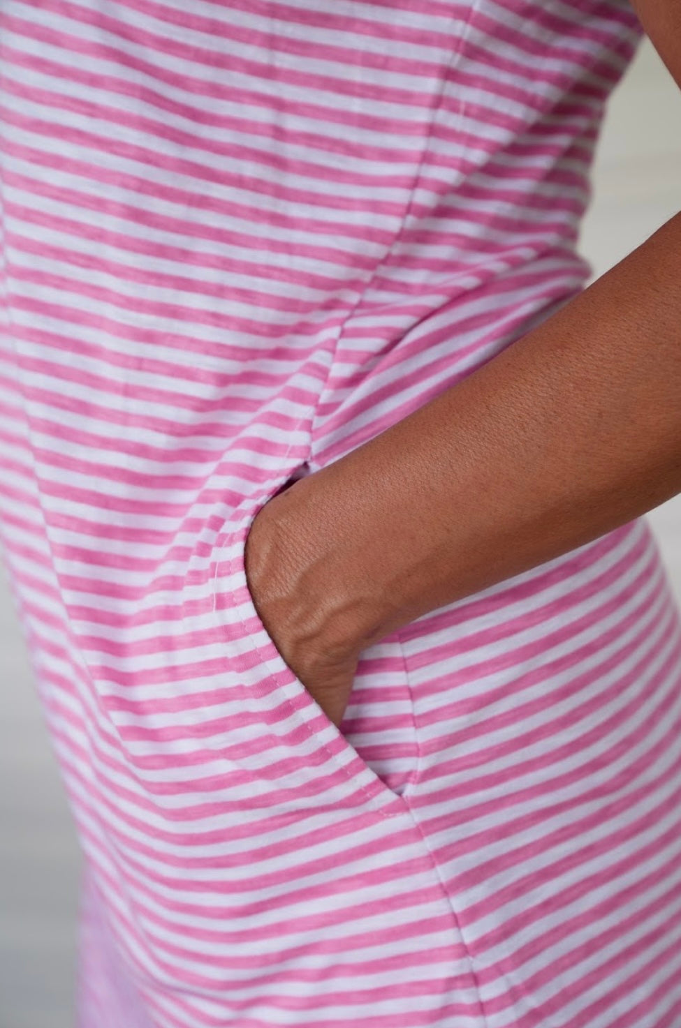 Wanderlust Tee Dress - Pink/White Stripe