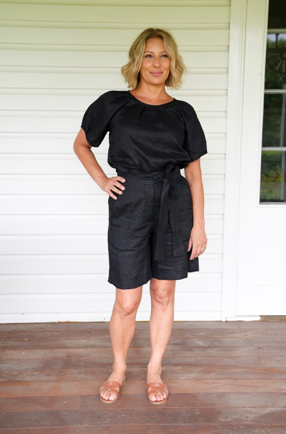 Gracie  Linen Shorts - Black