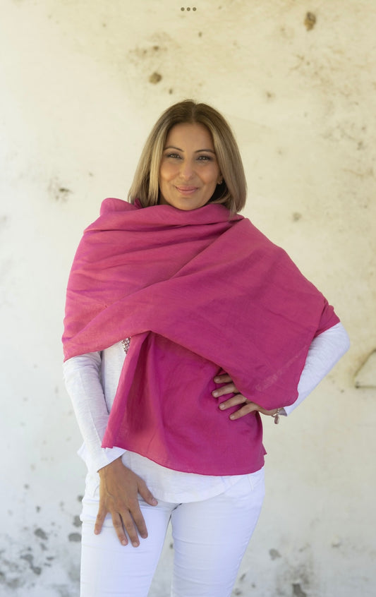 Ava Linen Scarf - Rose