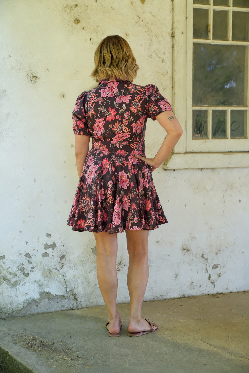 Wanda Linen Dress - Espresso Floral