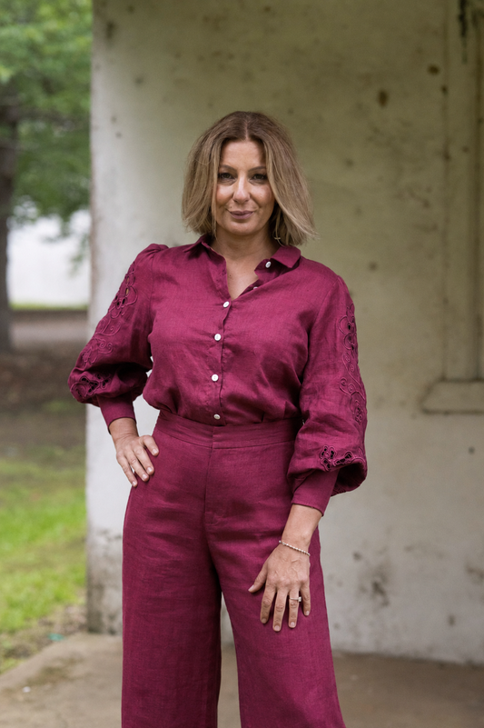 Bowie Linen Shirt - Sangria