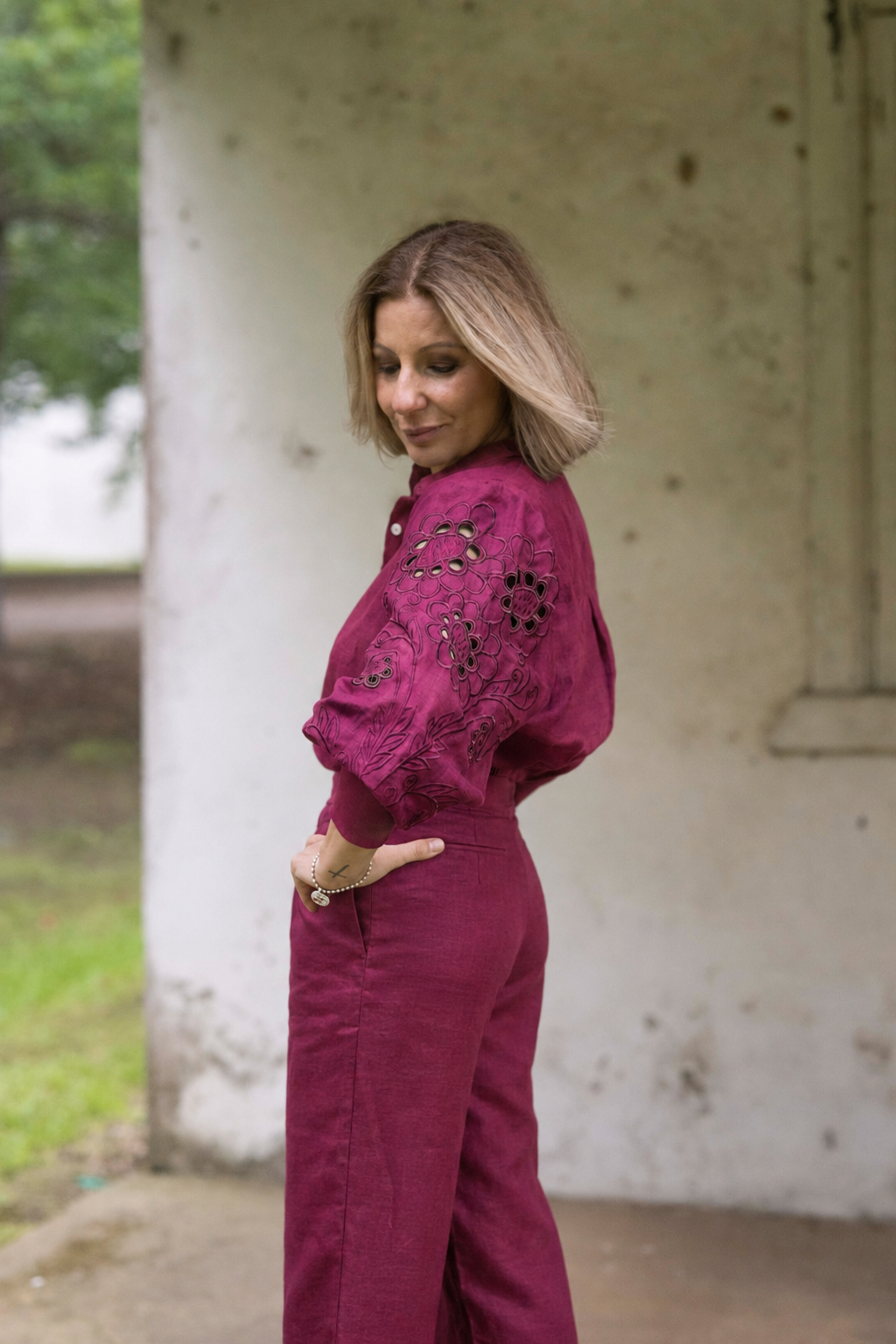 Bowie Linen Shirt - Sangria