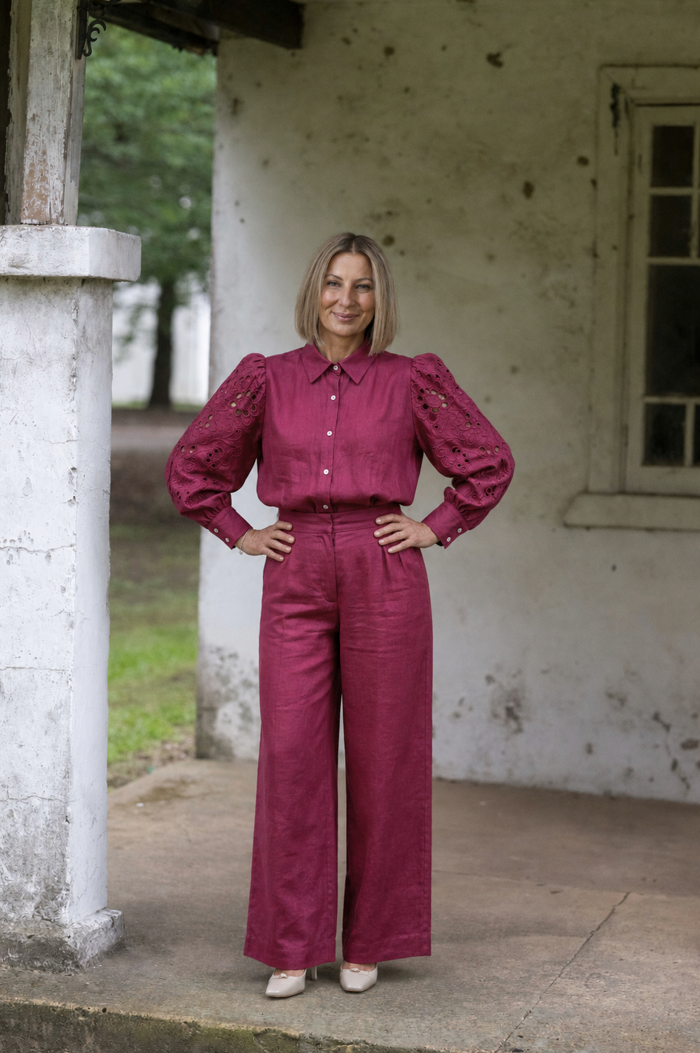Bowie Linen Shirt - Sangria
