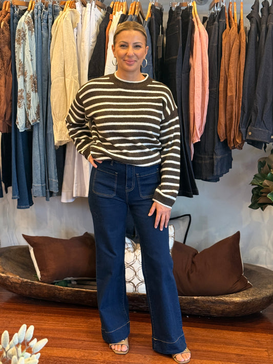 The Bondi Wide Leg Denim Jeans - Dark Denim