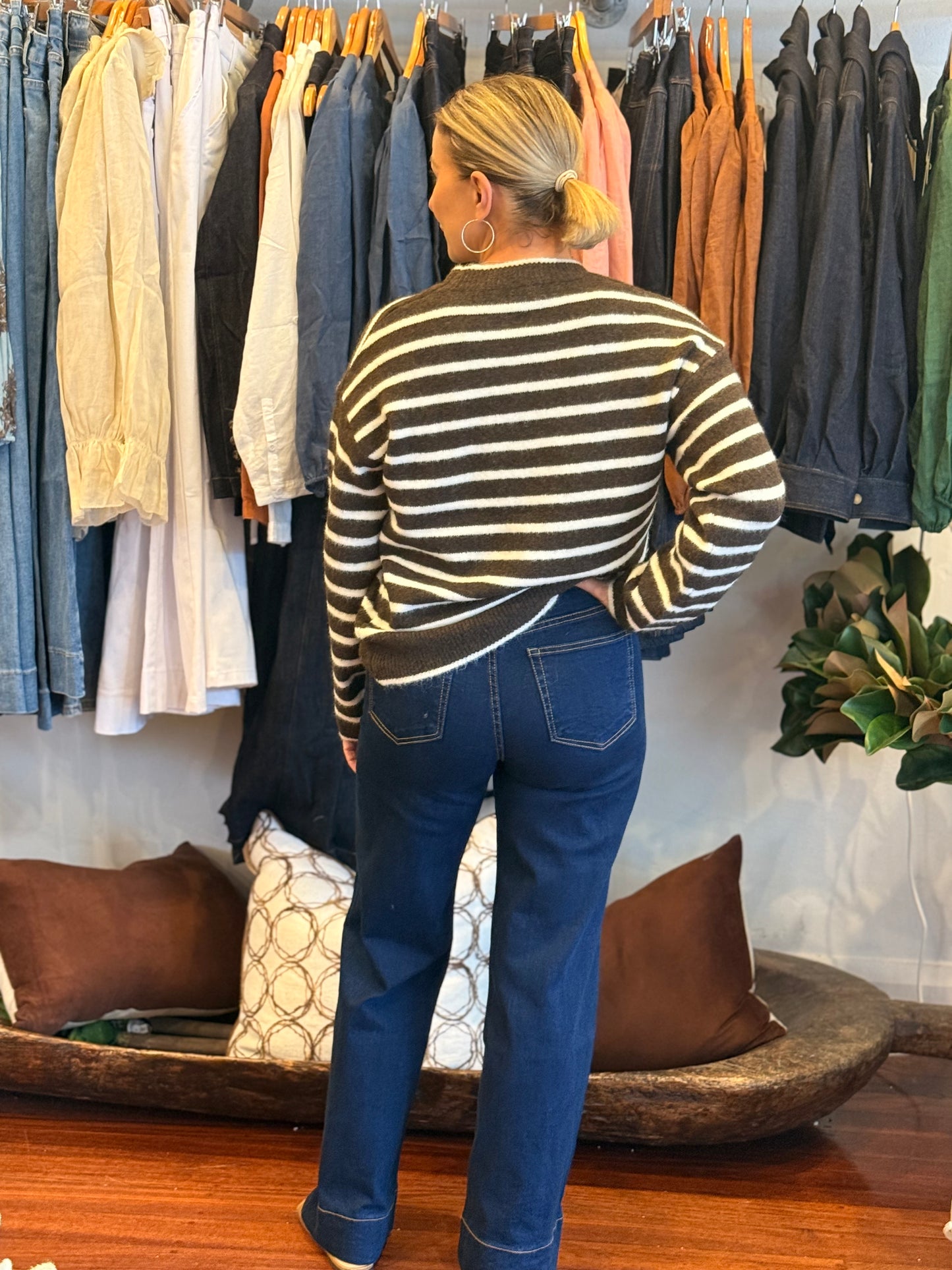 The Bondi Wide Leg Denim Jeans - Dark Denim