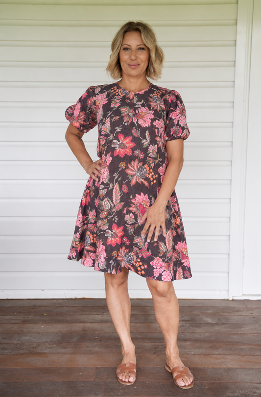 Sasha Dress - Espresso Floral