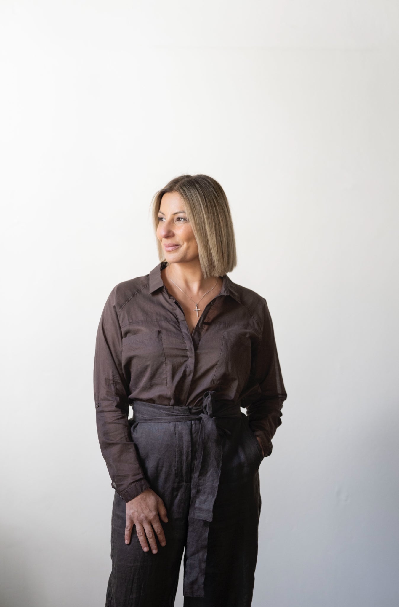 Olivia Sheer Cotton Shirt - Espresso