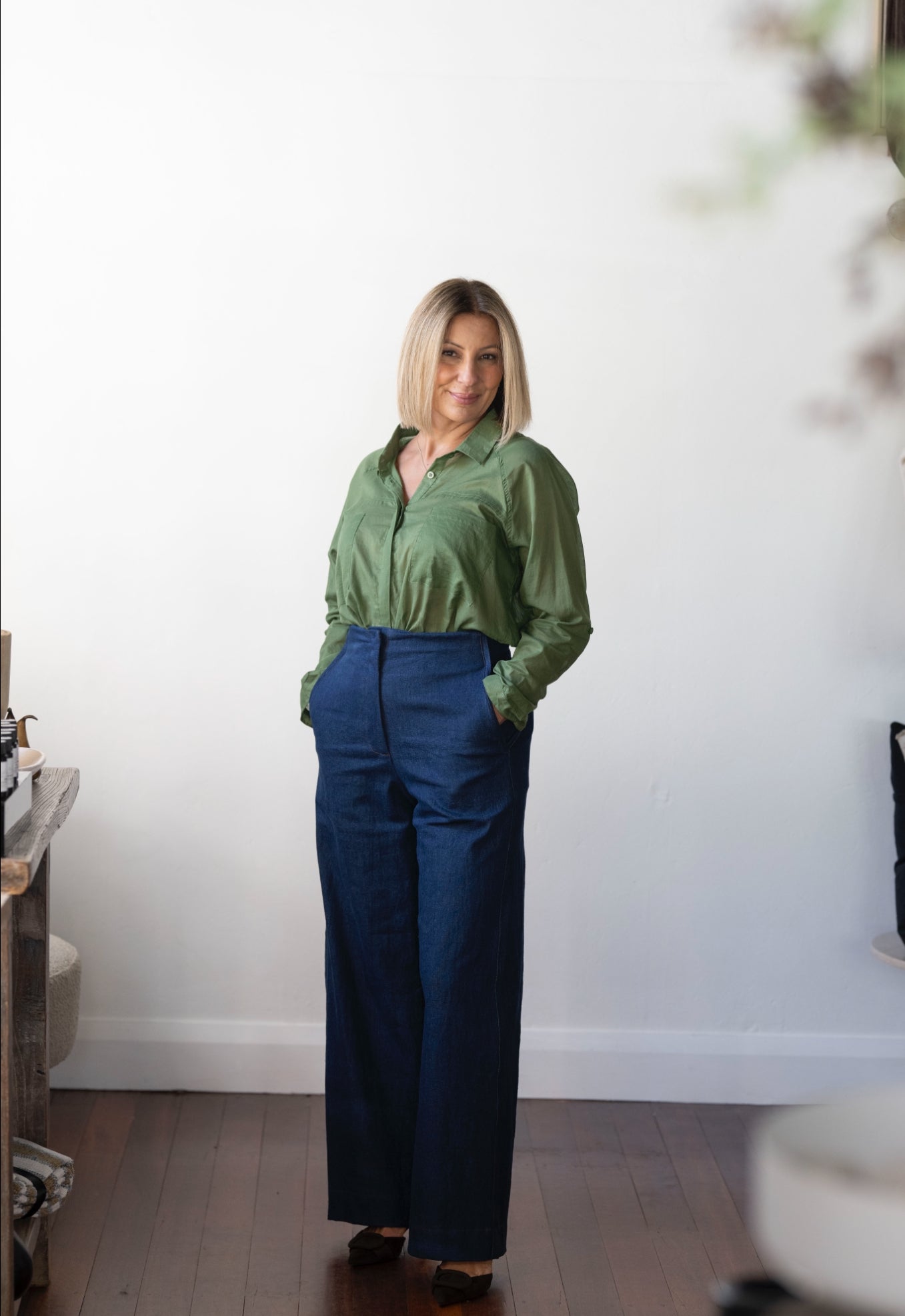 Olivia Sheer Cotton Shirt - Cypress