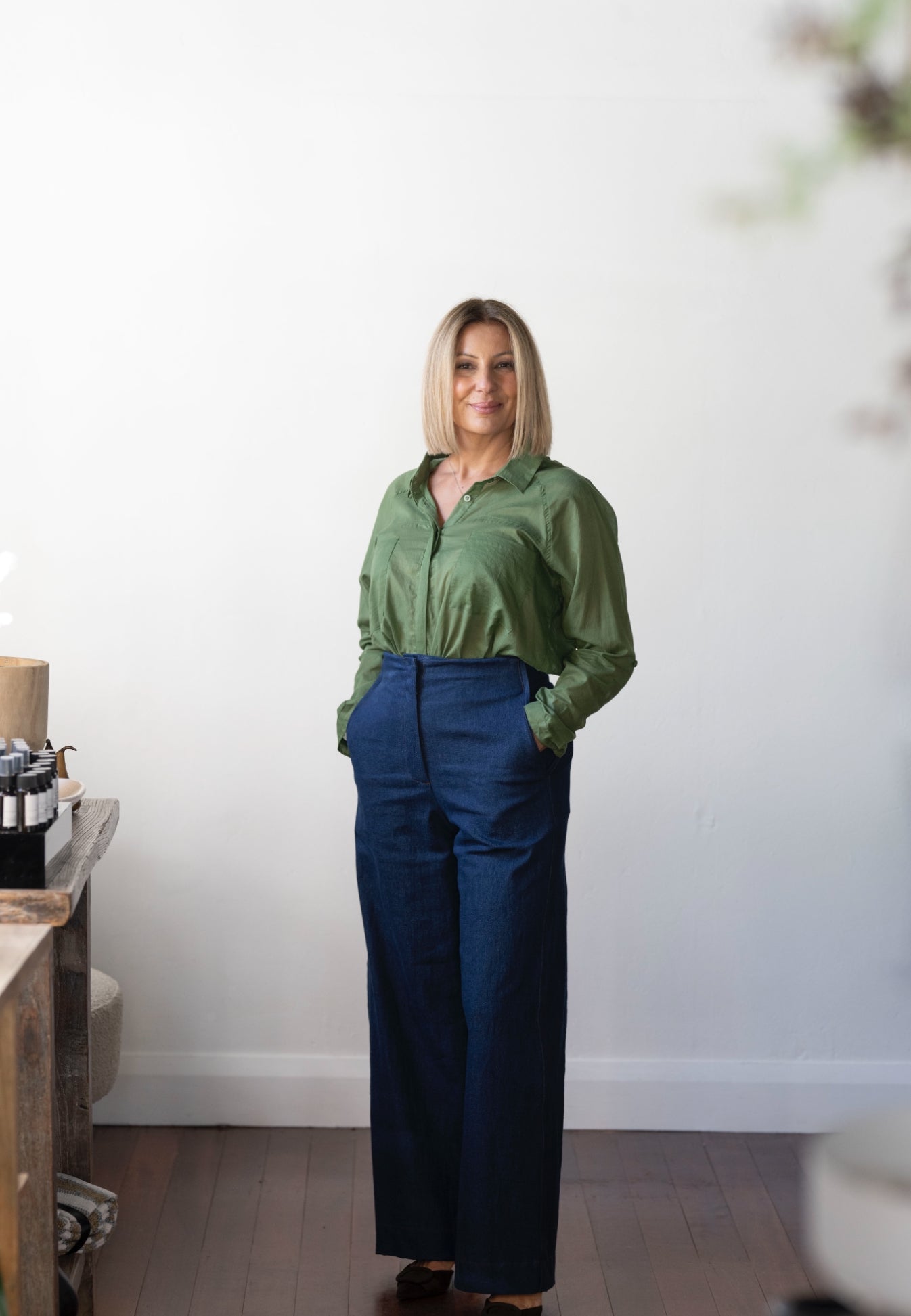 Olivia Sheer Cotton Shirt - Cypress