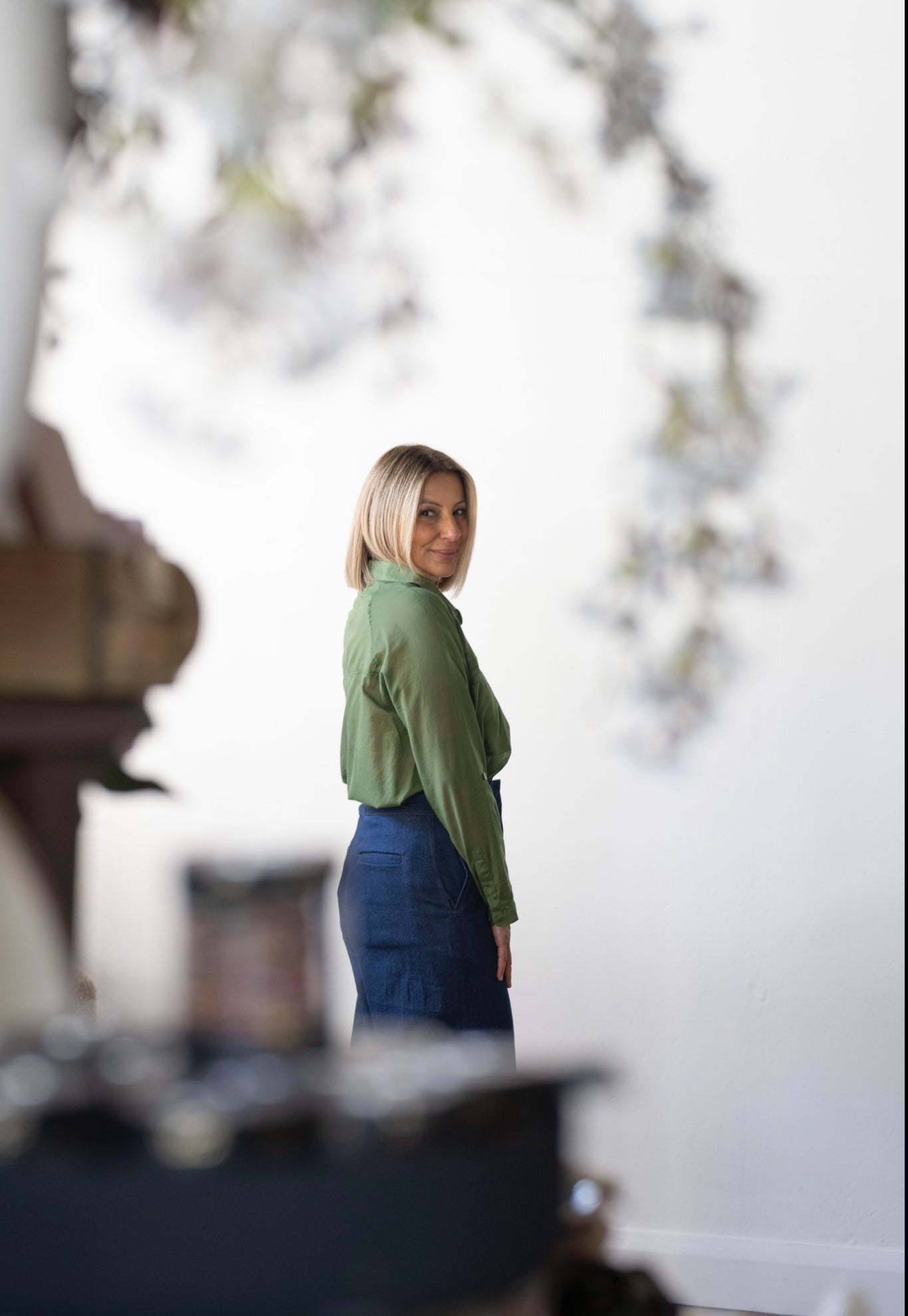 Olivia Sheer Cotton Shirt - Cypress