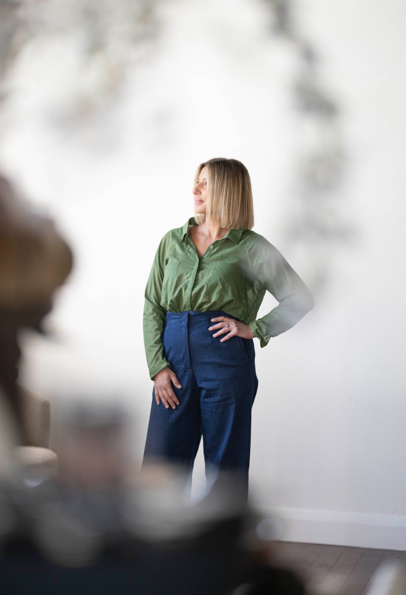 Olivia Sheer Cotton Shirt - Cypress