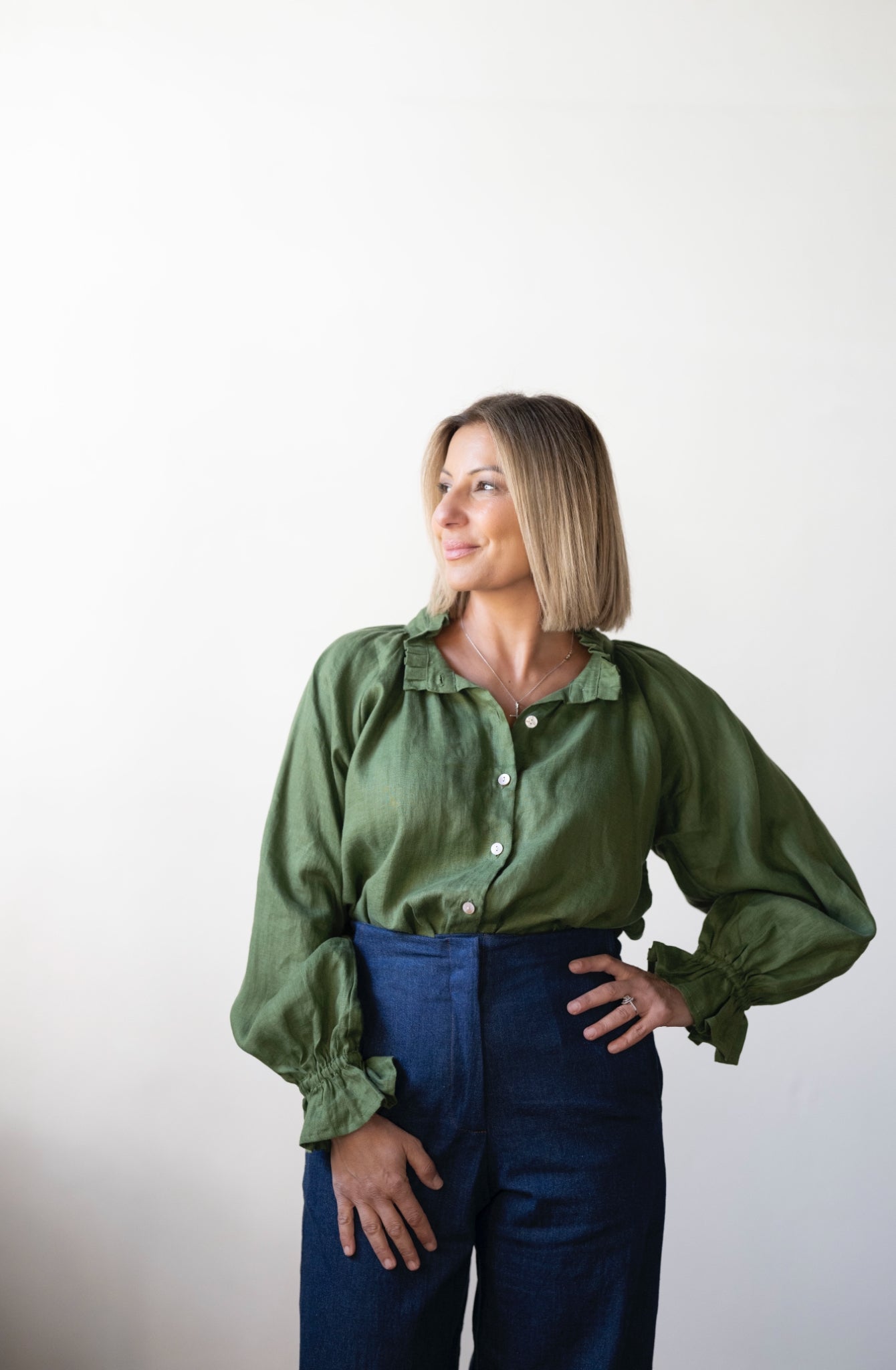 Daisy Linen Top - Cypress