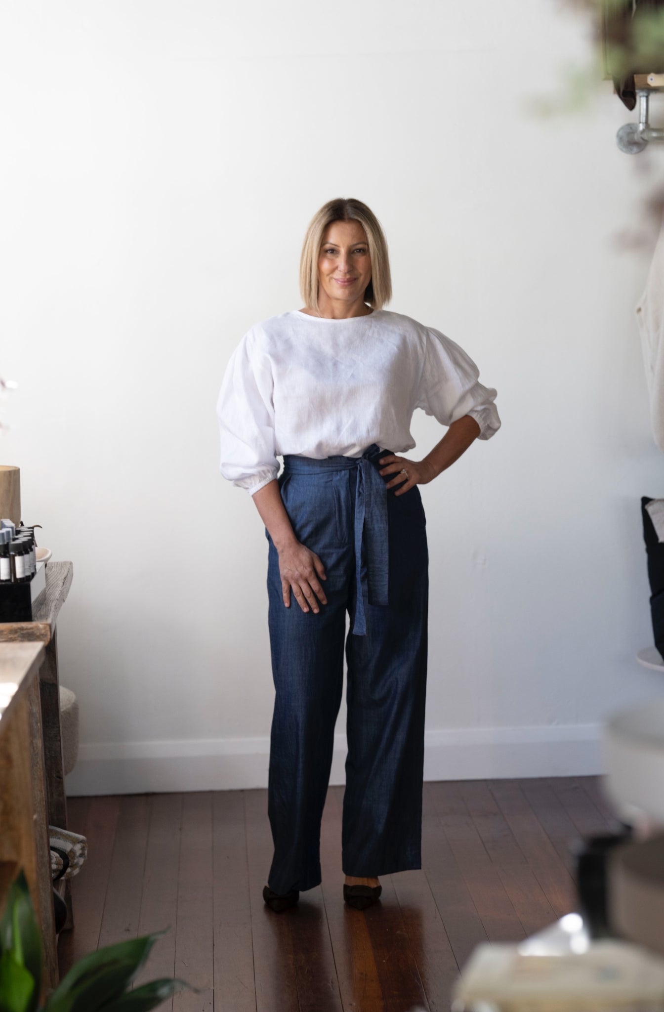 Tessa Linen Top - White