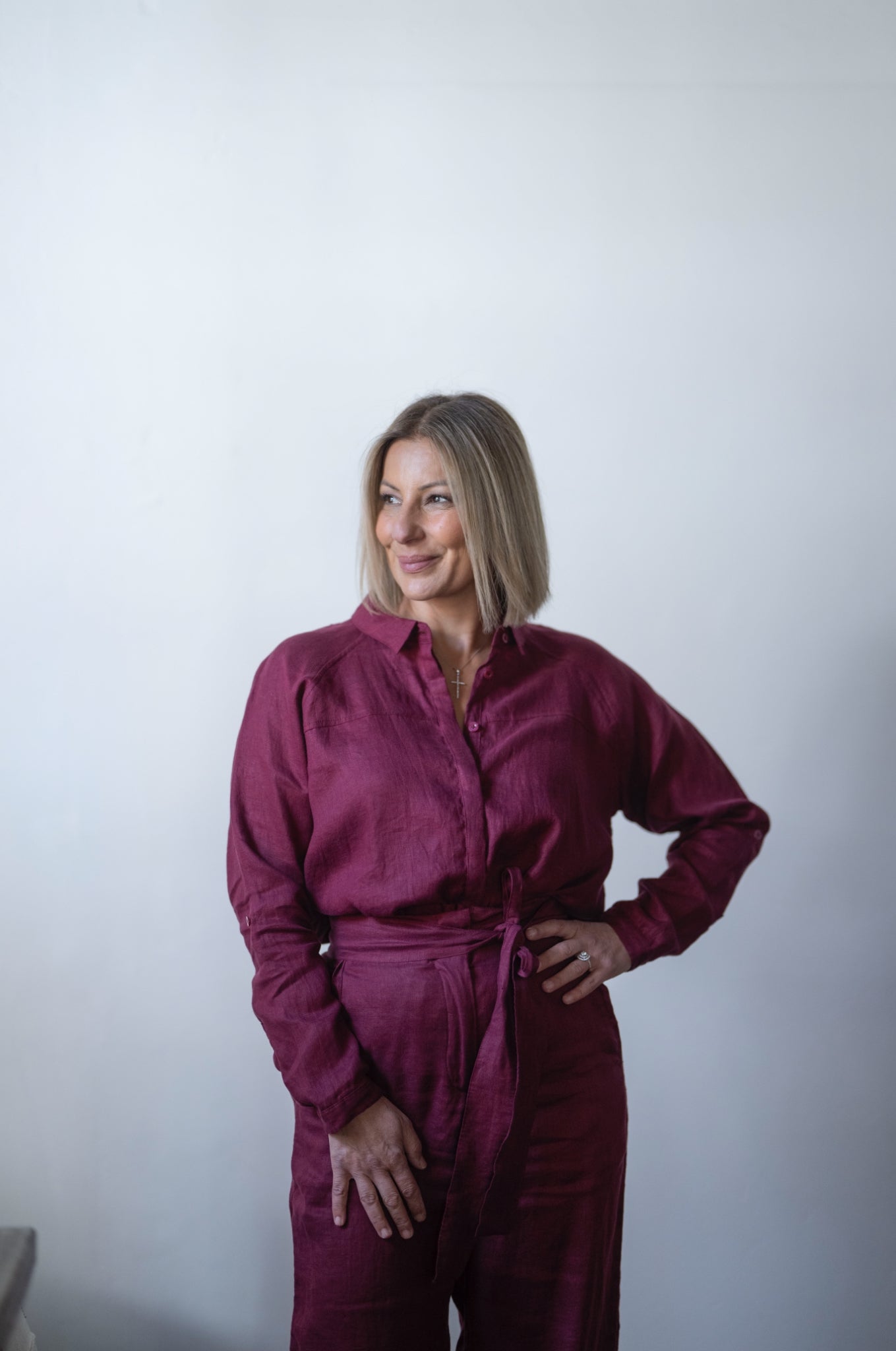 Carrie Linen Shirt - Sangria
