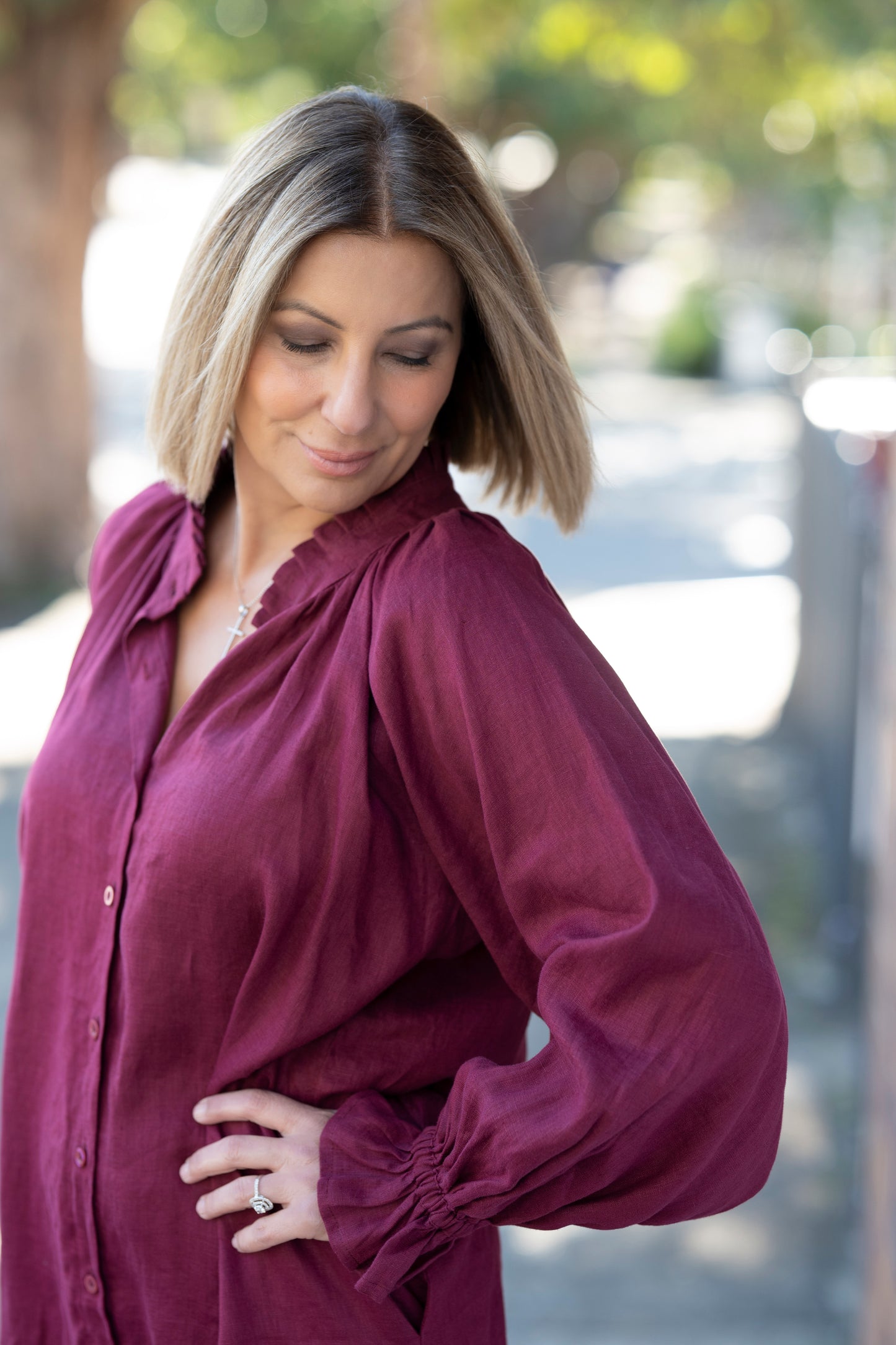 Dahlia linen dress - Sangria