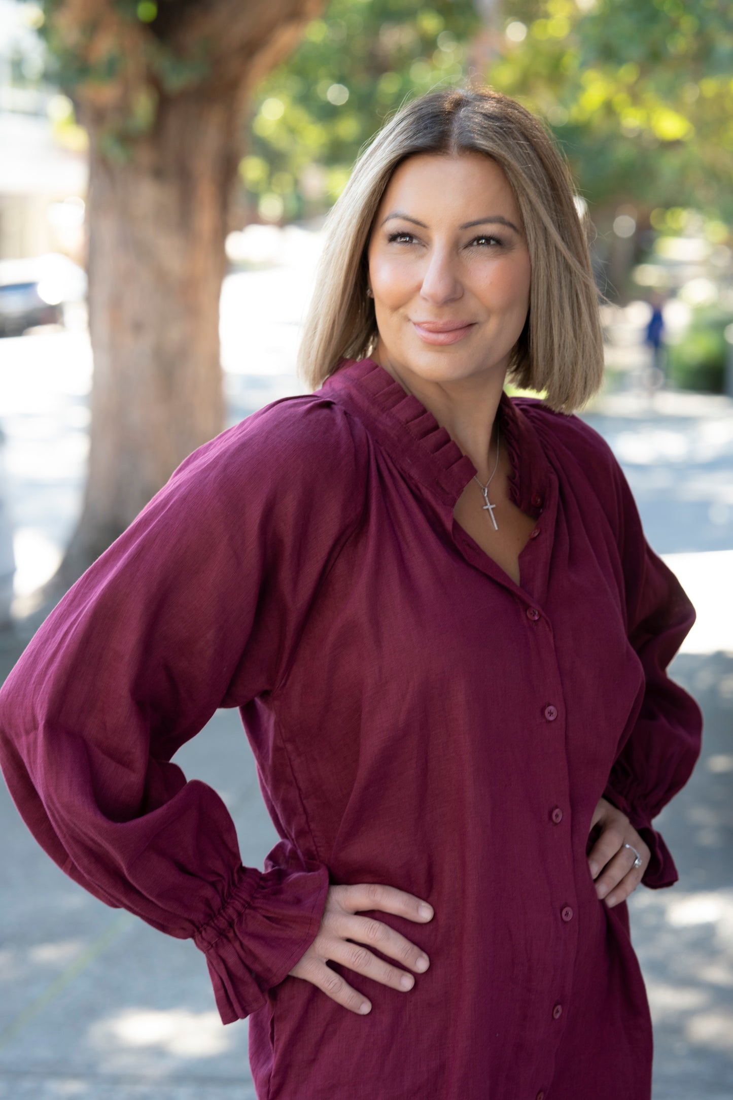 Dahlia linen dress - Sangria