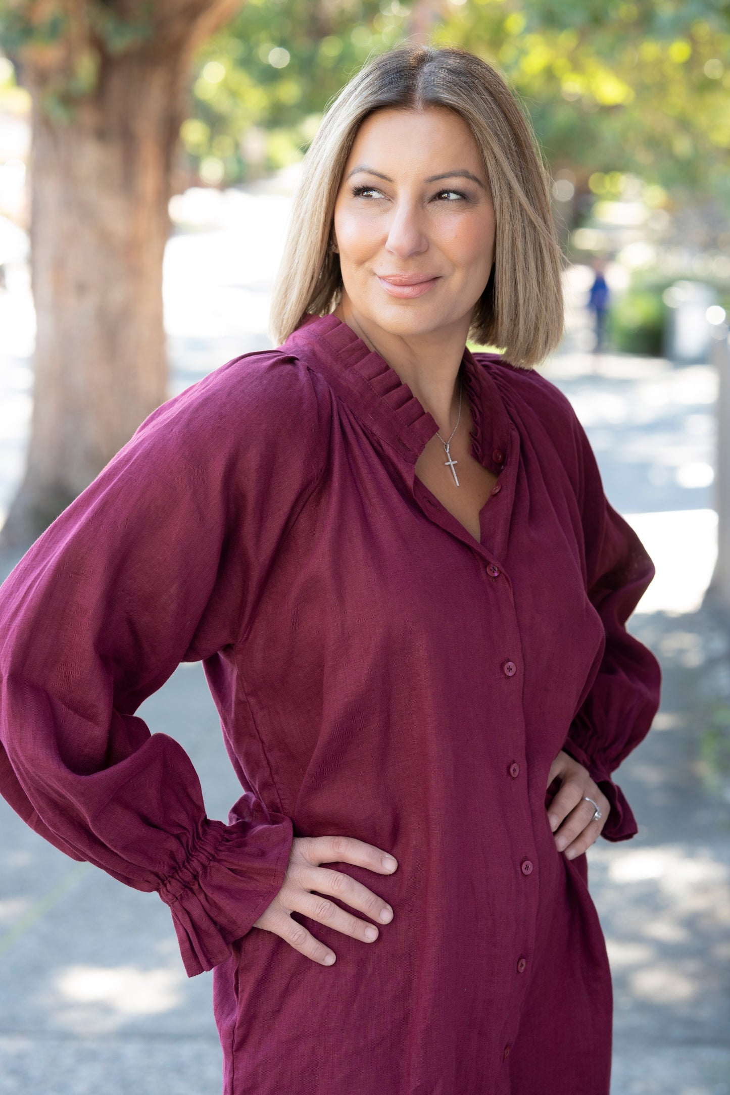 Dahlia linen dress - Sangria