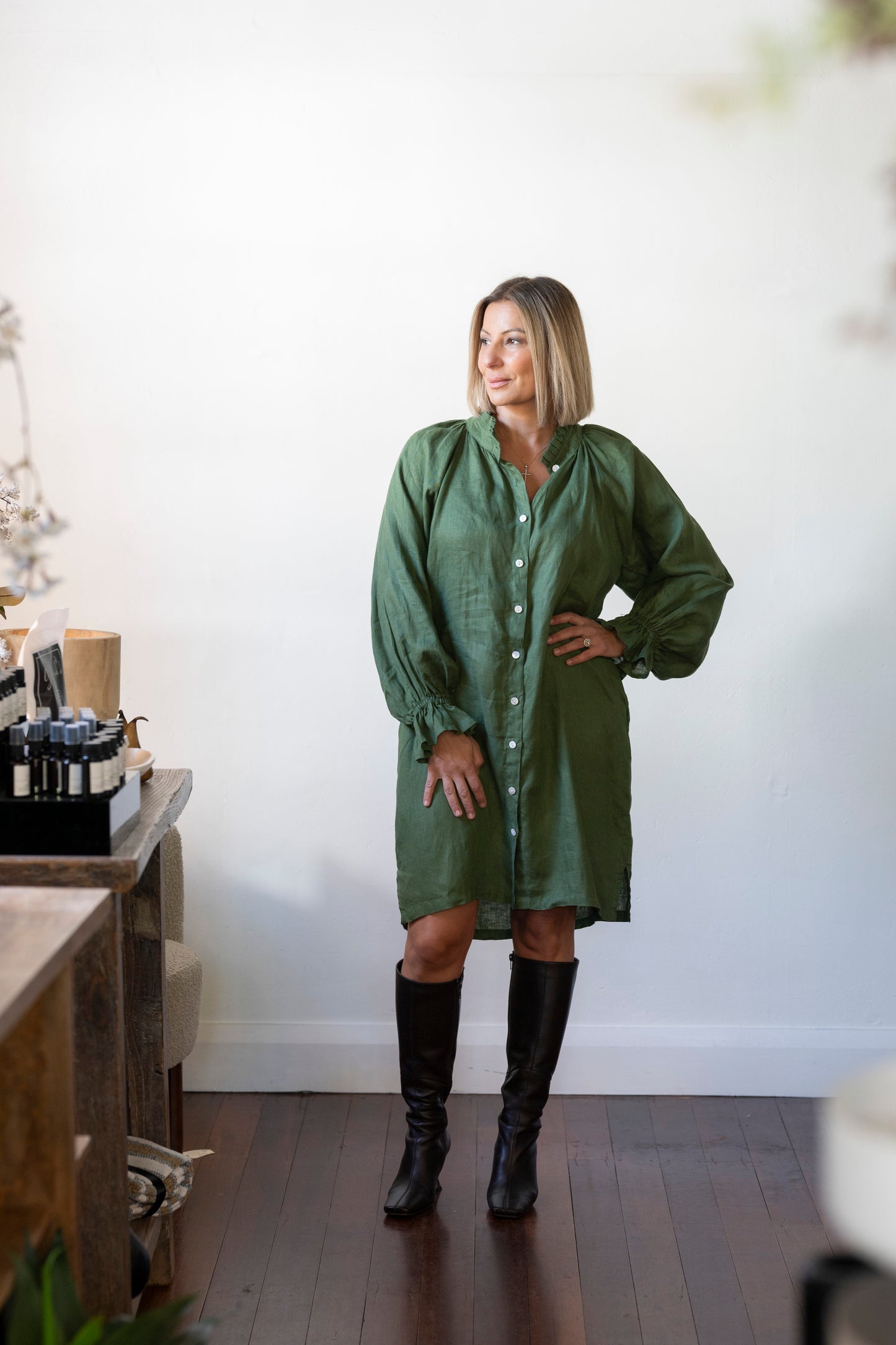 Dahlia linen dress - Cypress