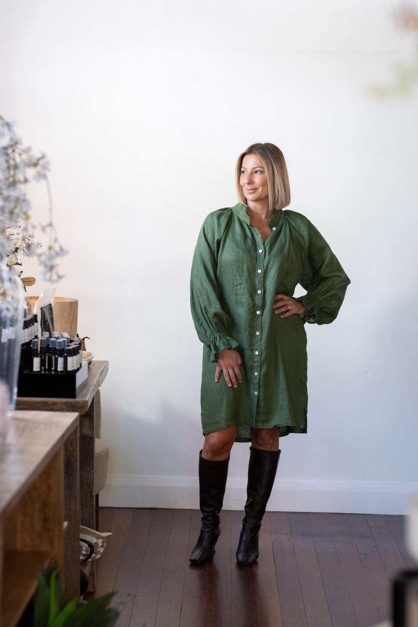 Dahlia linen dress - Cypress