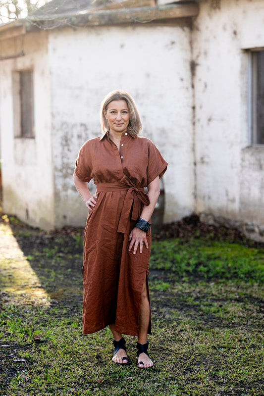 Martha Linen Dress - Bronze