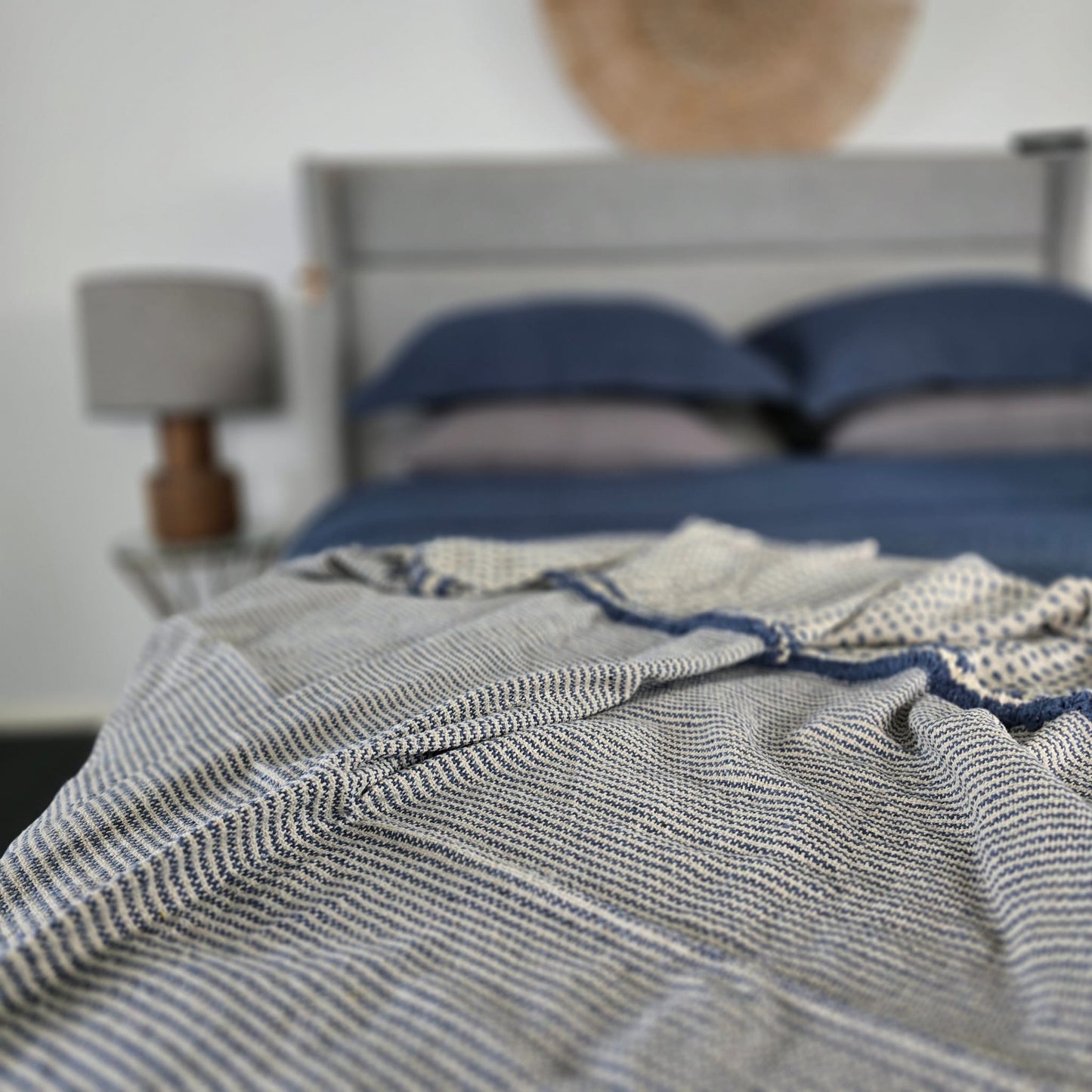 Portsea Throw - Navy and Natural