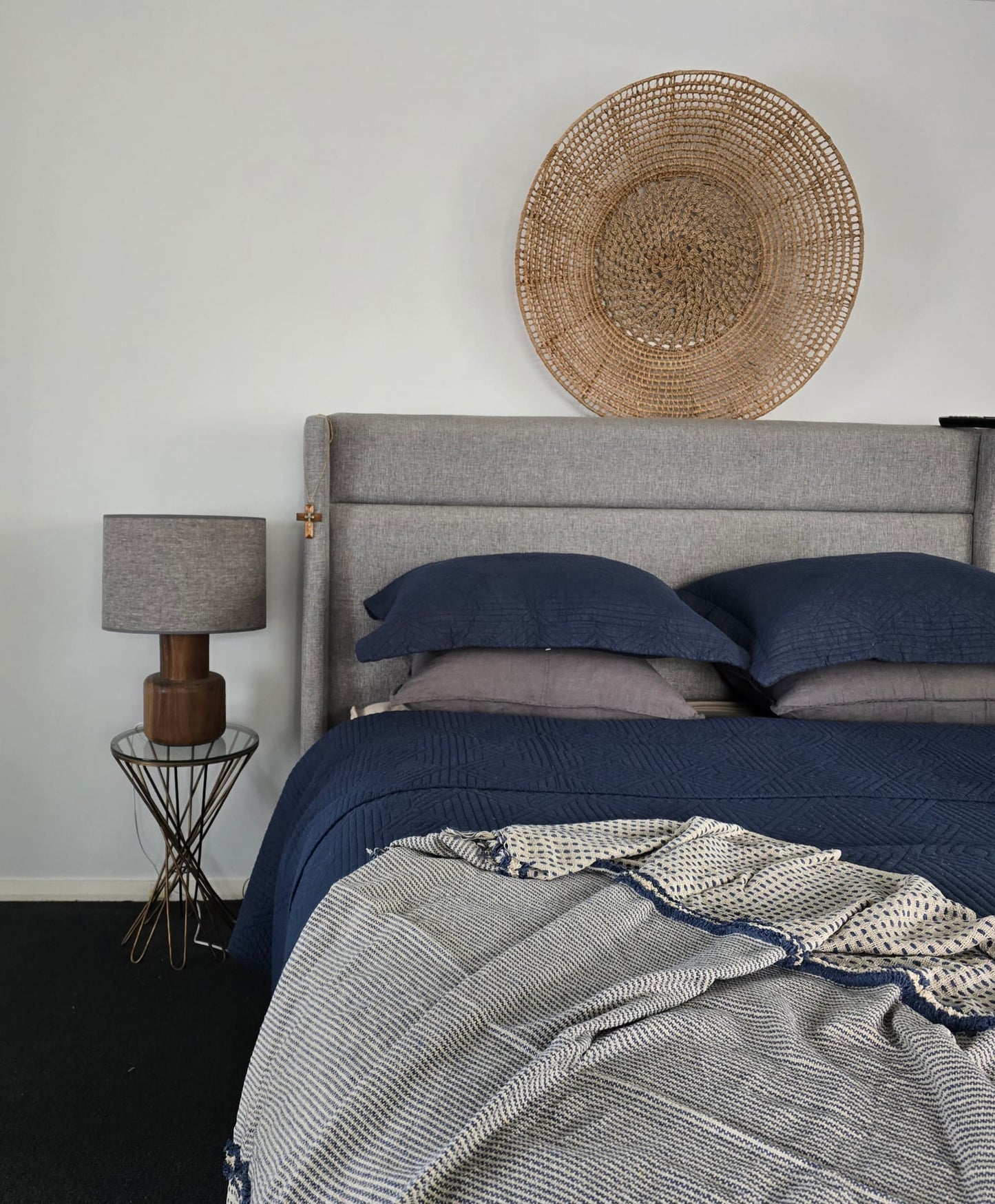 Portsea Throw - Navy and Natural