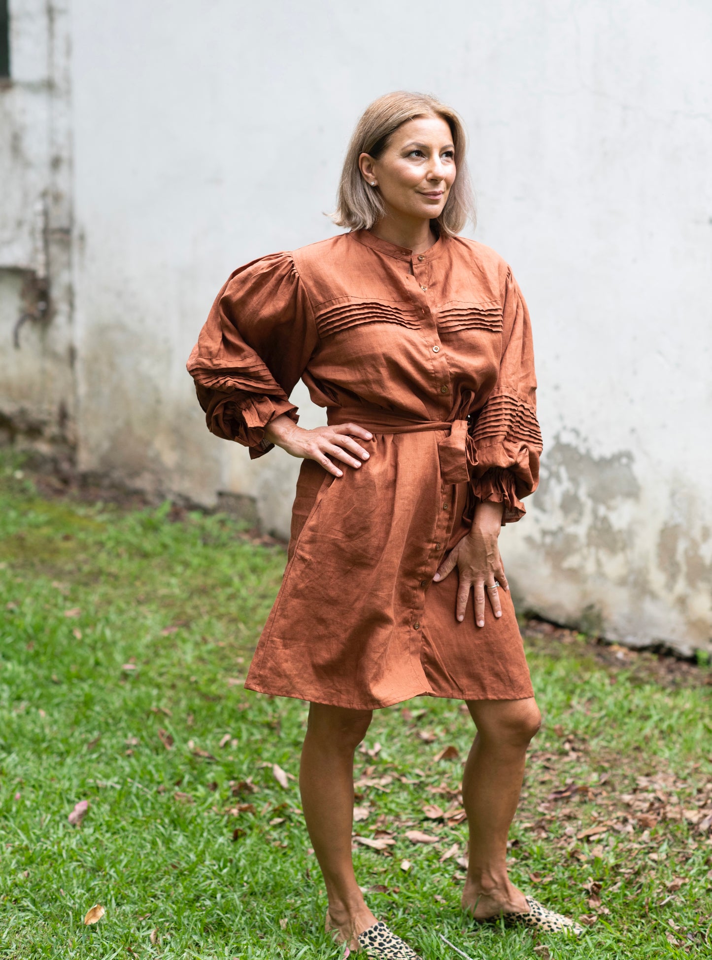 Adie Linen Dress - Bronze