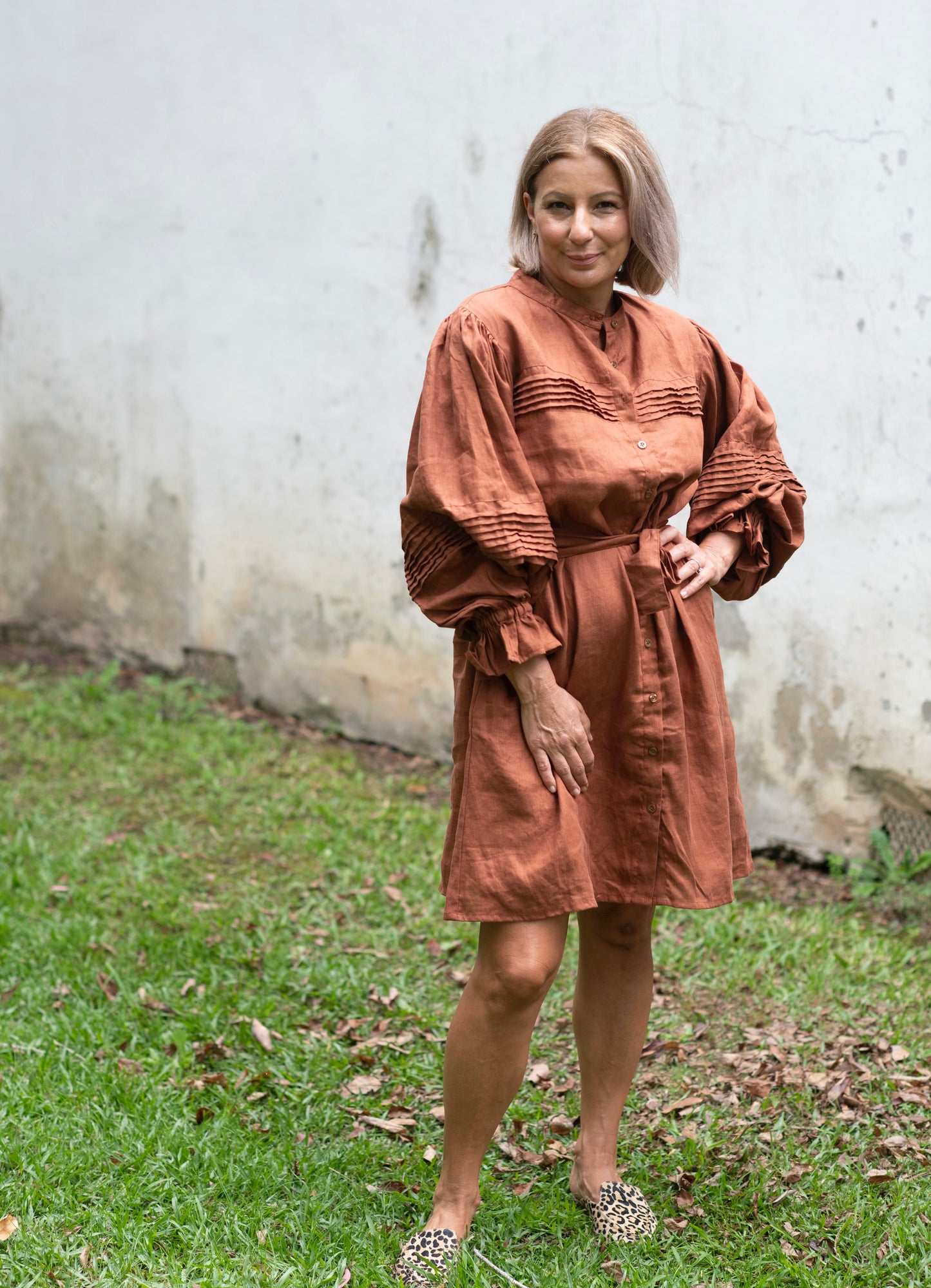 Adie Linen Dress - Bronze