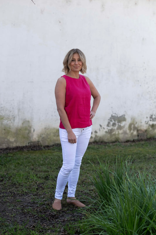 Sophie Linen Tank -Pink